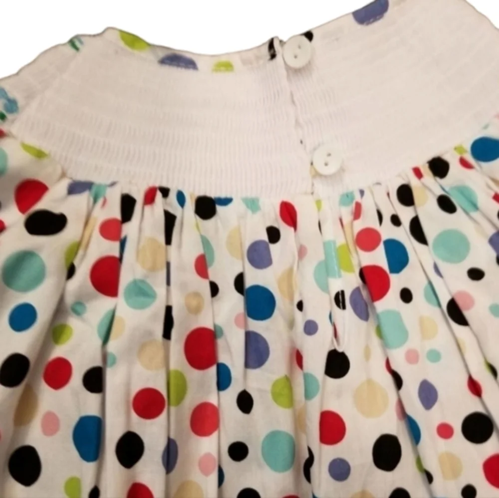Lil Cactus Smocked Crab Beach Nautical Polka Dot Primary Colors Vintage Dress 3T